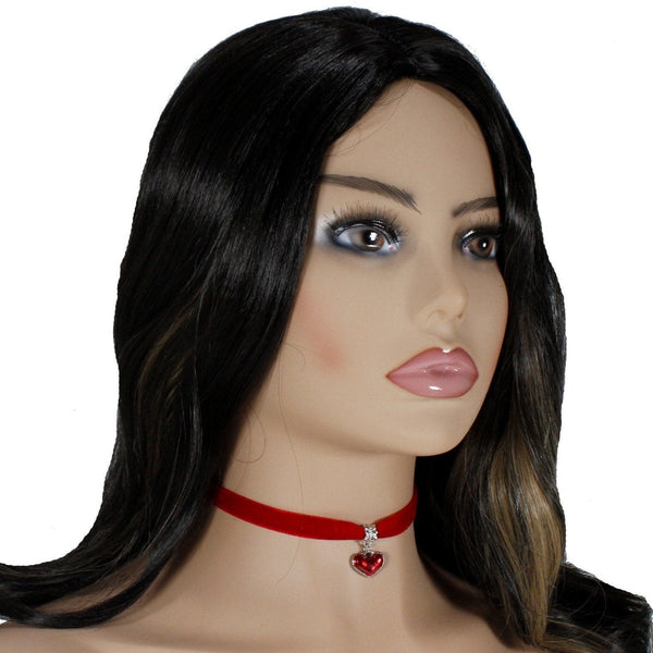 velvet choker with red heart