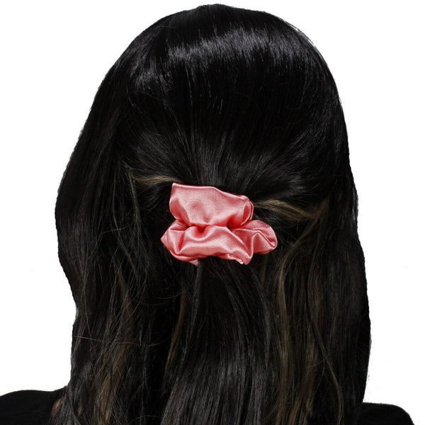 Silky satin pink scrunchie for woman and girls