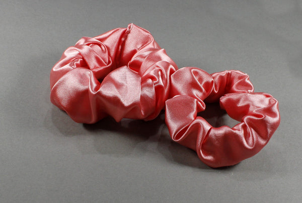 Silky satin pink scrunchie for woman and girls