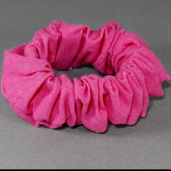 bright pink linen scrunchies for thick hair