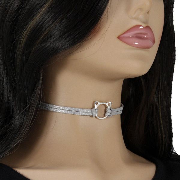 Simple suede cat choker necklace for woman 