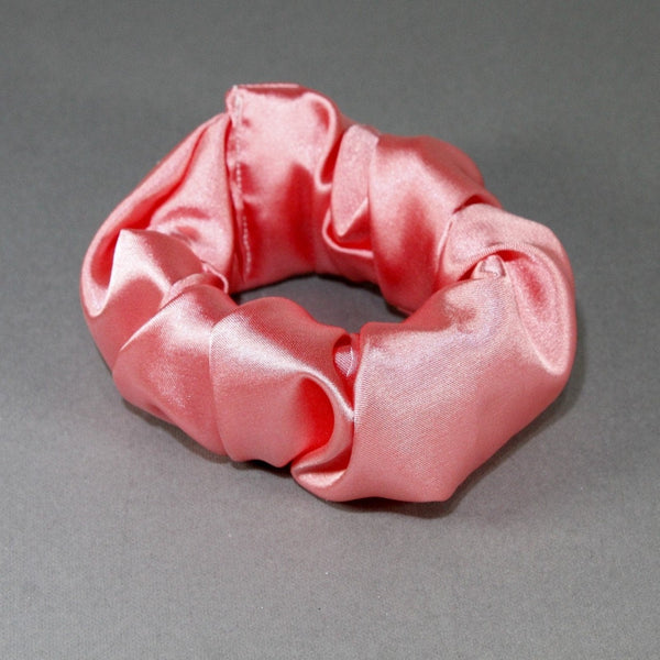 Silky satin pink scrunchie for woman and girls