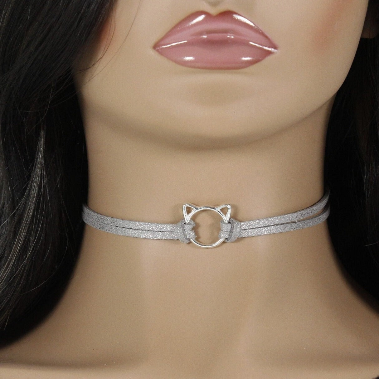 Simple suede cat choker necklace for woman