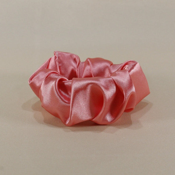 Silky satin pink scrunchie for woman and girls