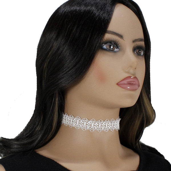 White lace choker collar necklace