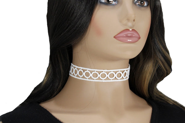 Elegant feminine simple white and black lace choker collar necklace for woman