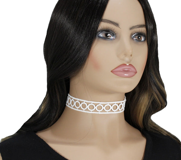 Elegant feminine simple white and black lace choker collar necklace for woman