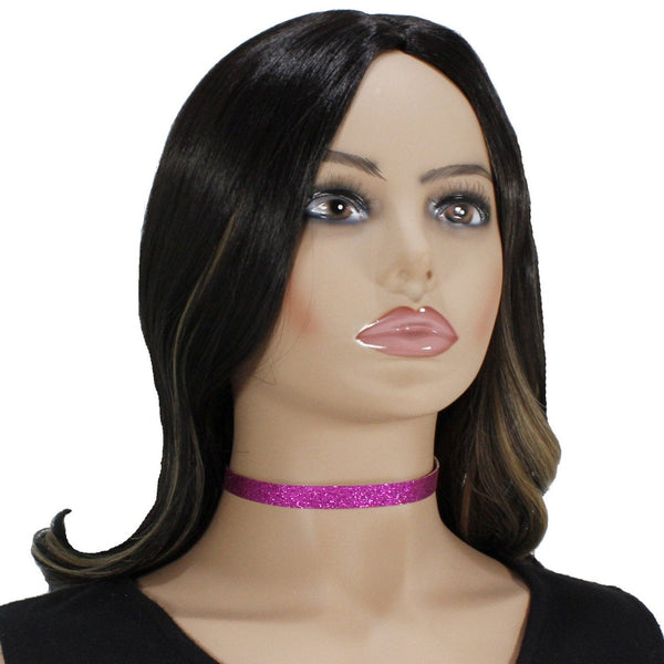 Adjustable faux leather choker collar 