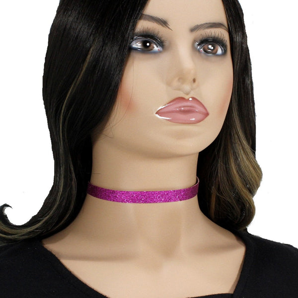 Sparkly magenta pink collar necklace