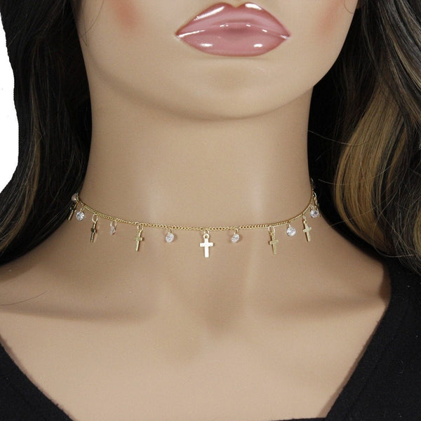 Chain choker necklace for women and girls with charms