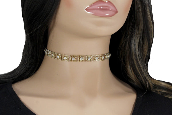 Gold or Silver lace collar choker necklace for women