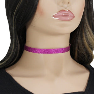 Deep magenta glitter choker necklace for women