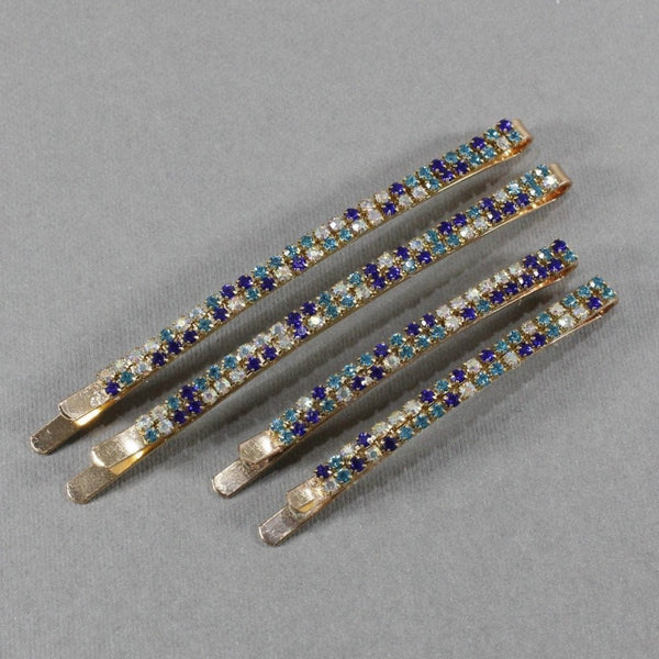 Set of 2 blue rhinestone bobby pins