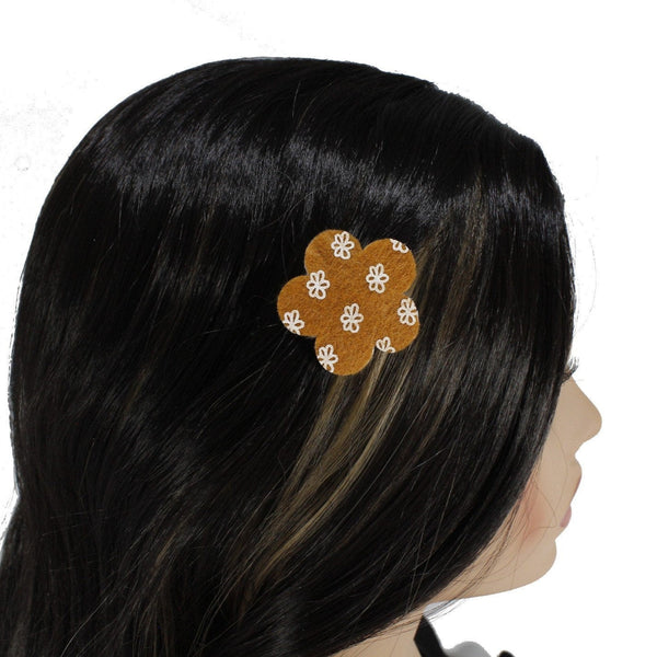 Set of 6  random color full covered flower hair clip for girls