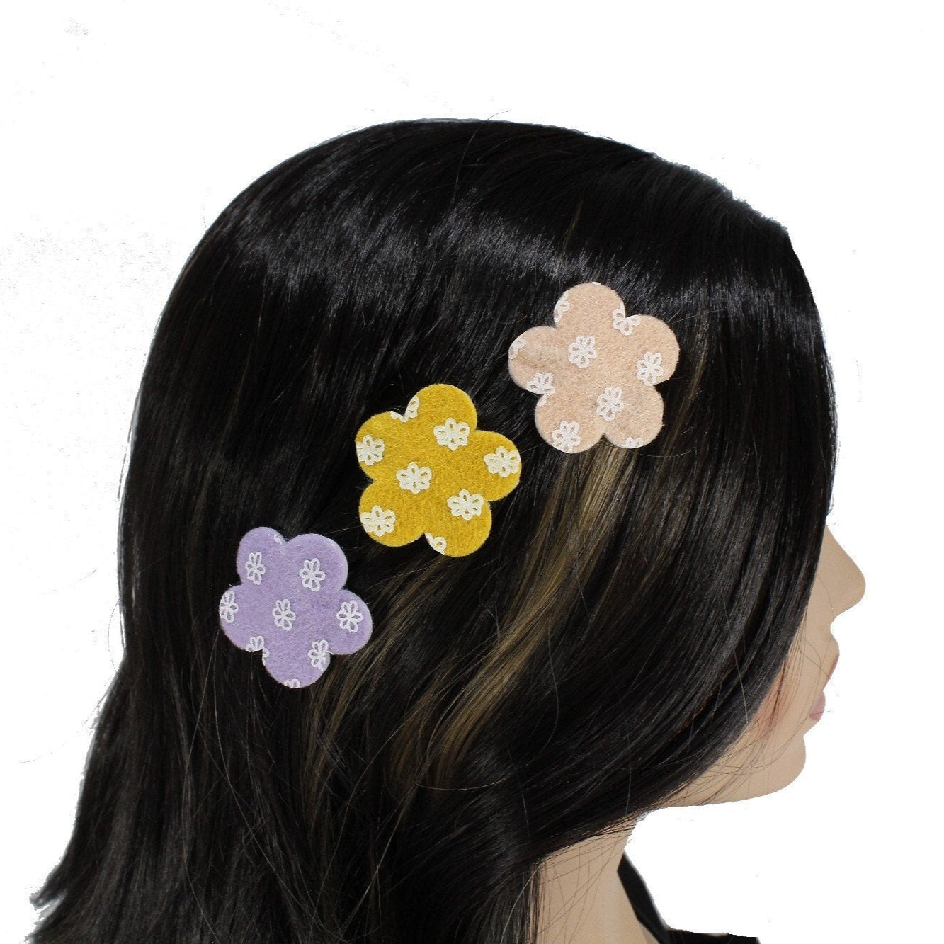Set of 6  random color full covered flower hair clip for girls