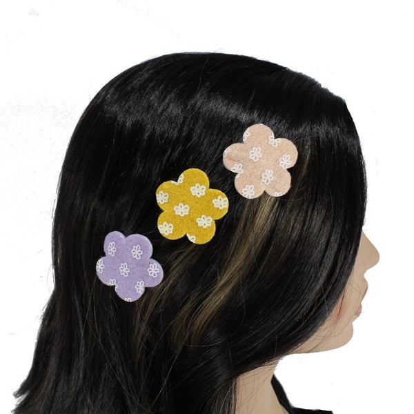 Set of 6  random color full covered flower hair clip for girls