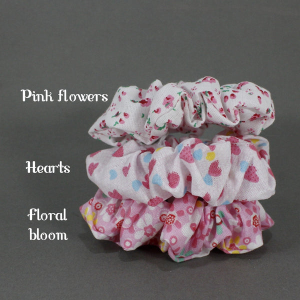 Playful pink colors pattern kid's size scrunchies