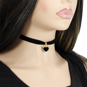 Gold cat black choker necklace for women