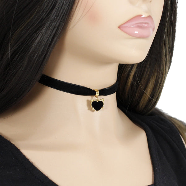 Gold cat black choker necklace for women