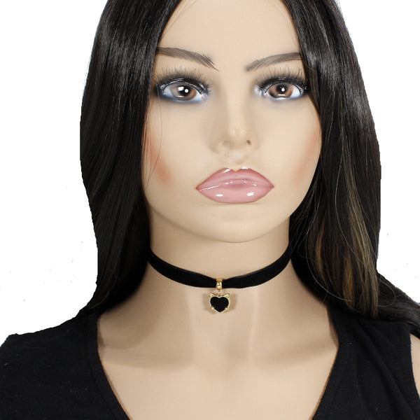 Gold cat black choker necklace for women